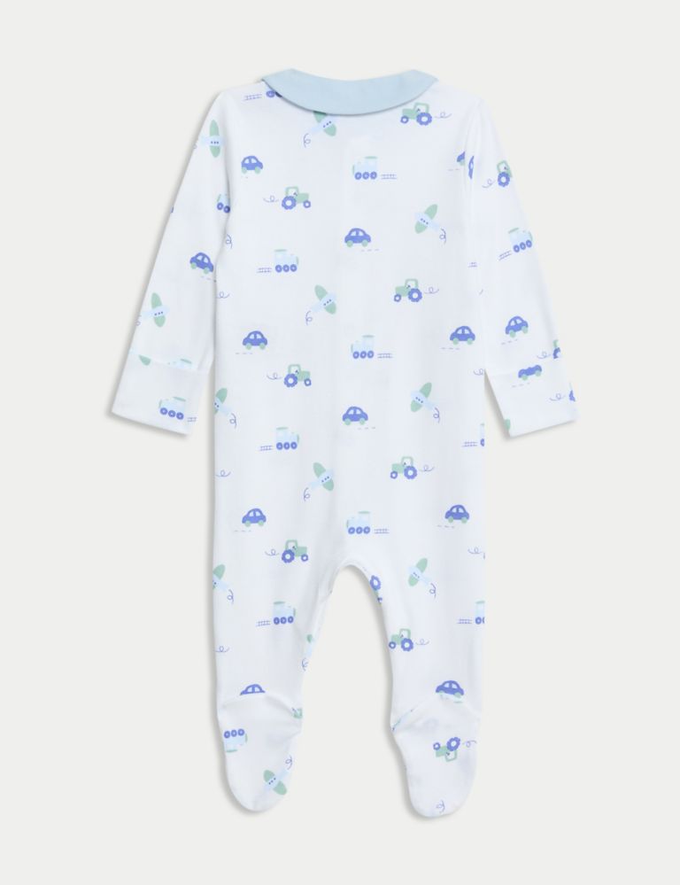 2pk Pure Cotton Transport Sleepsuits (6½lbs-3 Yrs) 3 of 4