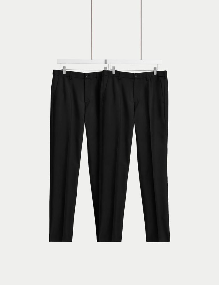 2pk Regular Fit Crease Resist Trousers, M&S Collection