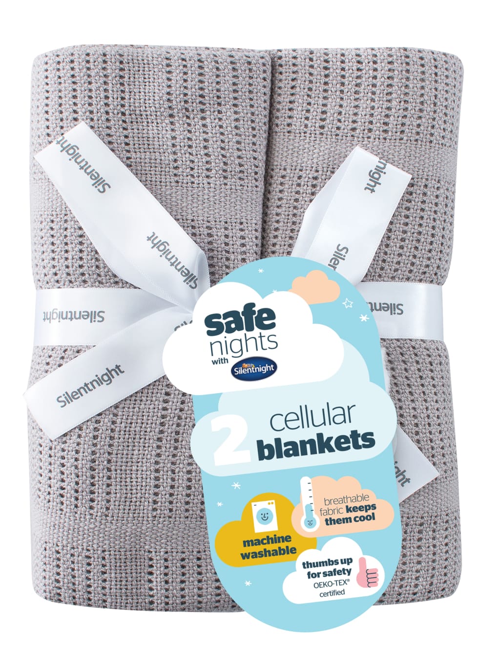2pk Safe Nights Cellular Cot Blankets Silentnight M&S