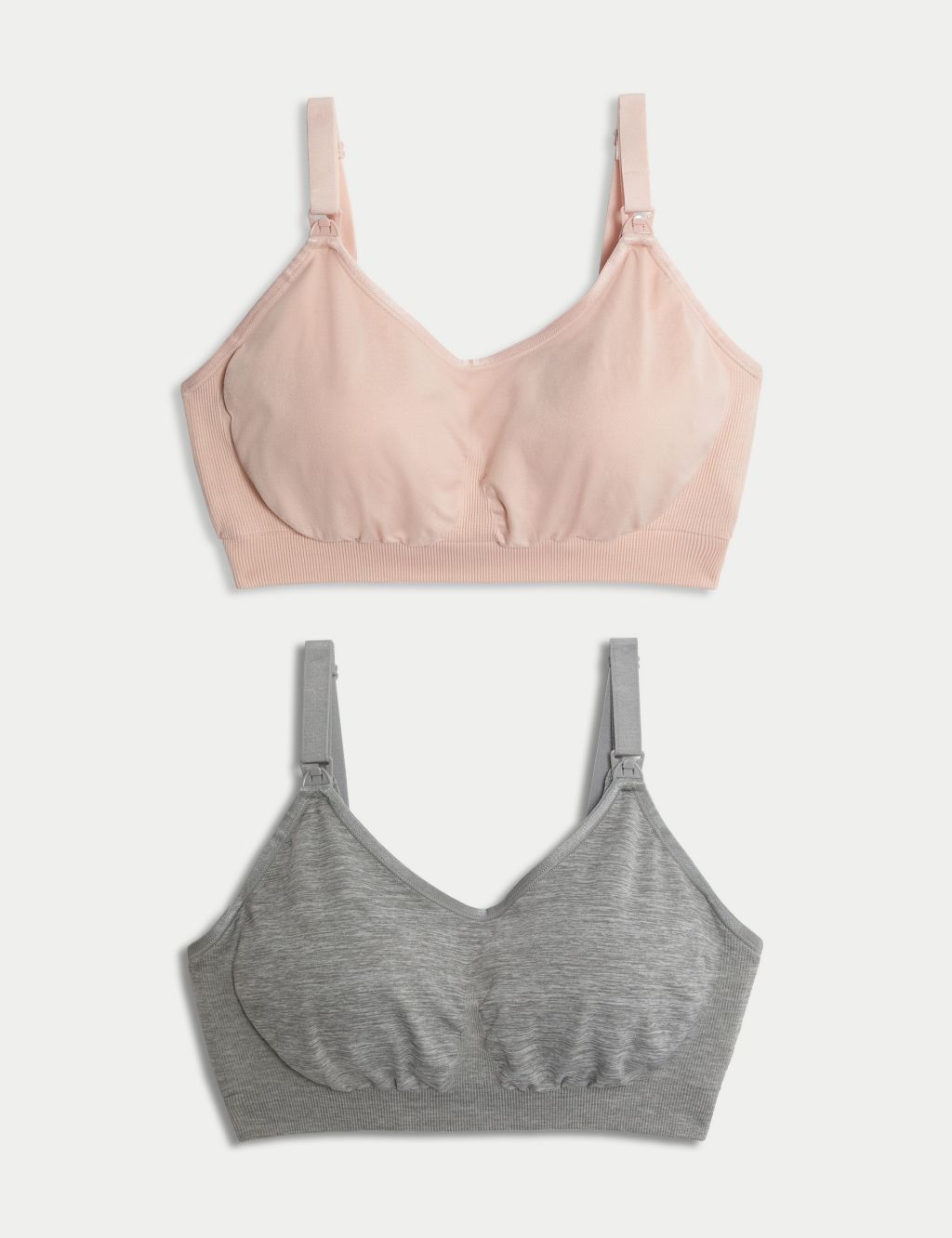 M&S COLLECTION 2PACK MATERNITY NURSING NON WIRED T-SHIRT BRA BNWT ALMOND MIX