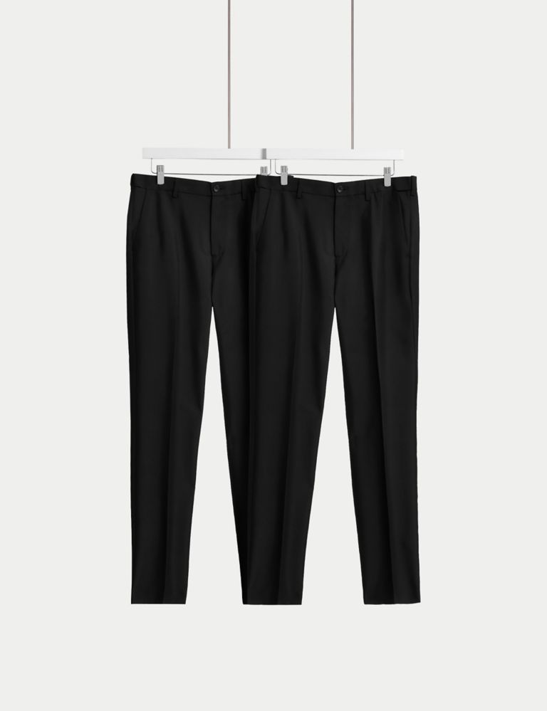2pk Slim Fit Active Waist Trousers 1 of 6