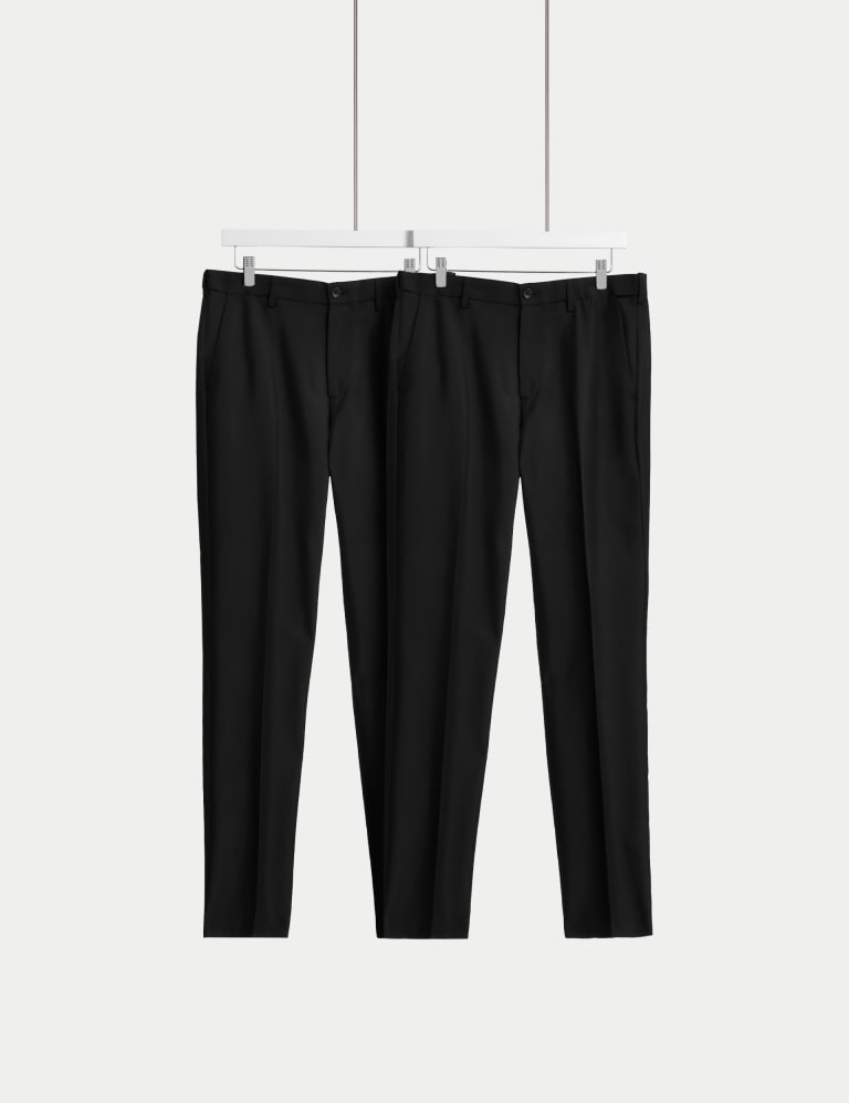 2pk Slim Fit Active Waist Trousers M&S Collection M&S