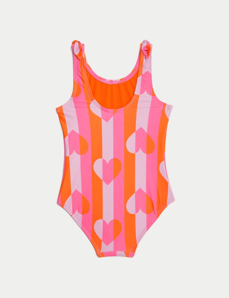 2pk Spot & Striped Heart Swimsuits (2-8 Yrs) 3 of 4