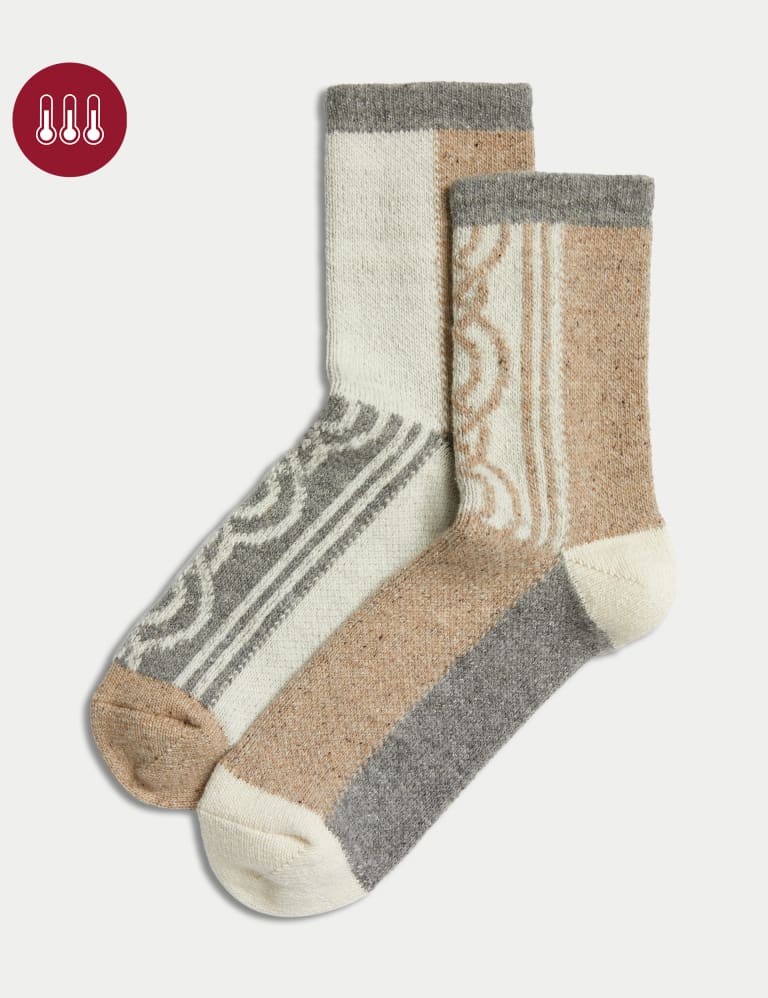 2pk Thermal Ankle High Socks with Wool and SIlk M S Collection M S