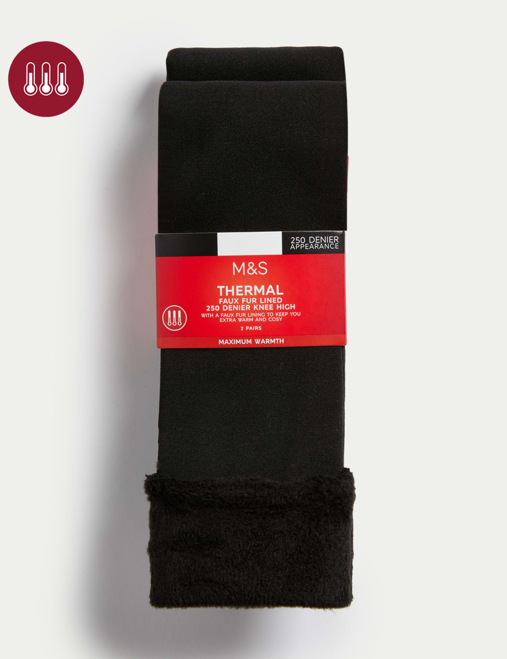 M&S Womens 140 Denier Thermal Sheer Fleece Tights - Black Mix, Black Mix, £15.00