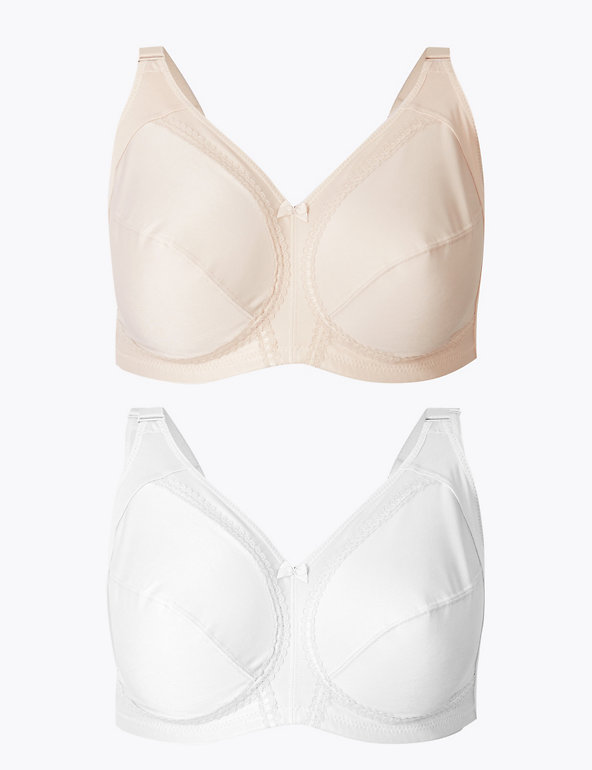 Ex Marks and Spencer Total Support Non-Wired Full Cup Bra in White B-G SP