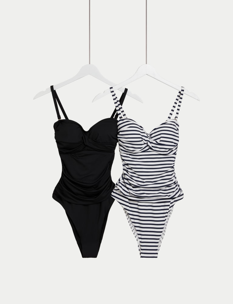 2pk Tummy Control Bandeau Swimsuit, M&S Collection