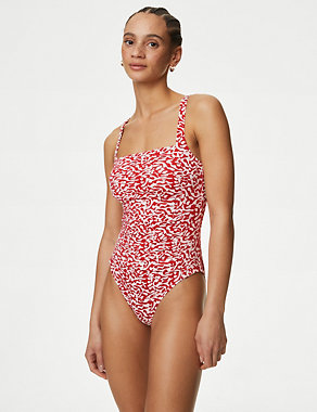 2pk Tummy Control Square Neck Swimsuits Image 2 of 5