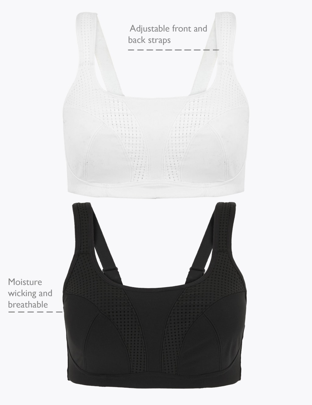 2pk Ultimate Support Non-Wired Sports Bras A-H 5 of 10