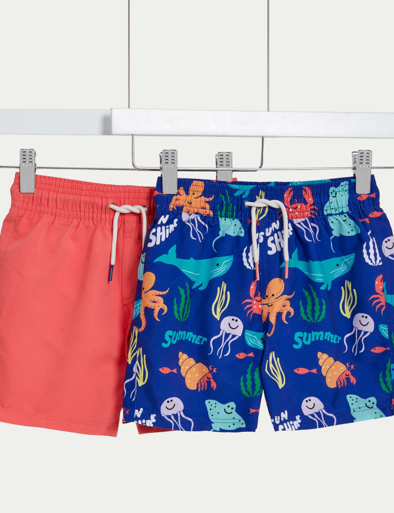 2pk Underwater Print Swim Shorts (2-8 Yrs) 1 of 1