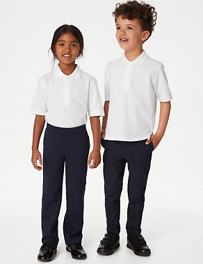 2pk Unisex Easy Dressing School Polo Shirts (3-18 Yrs) Image 2 of 7