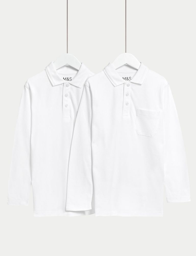 2pk Unisex Easy Dressing School Polo Shirts (3-18 Yrs) 2 of 5