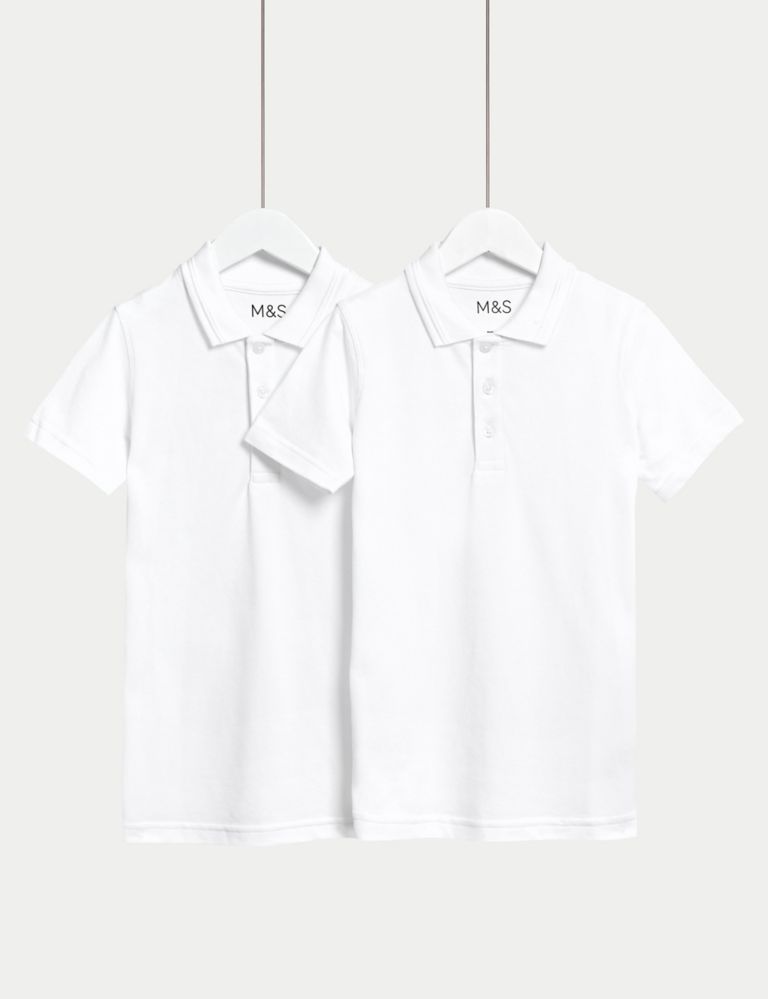 2pk Unisex Easy Dressing School Polo Shirts (3-18 Yrs) 1 of 7