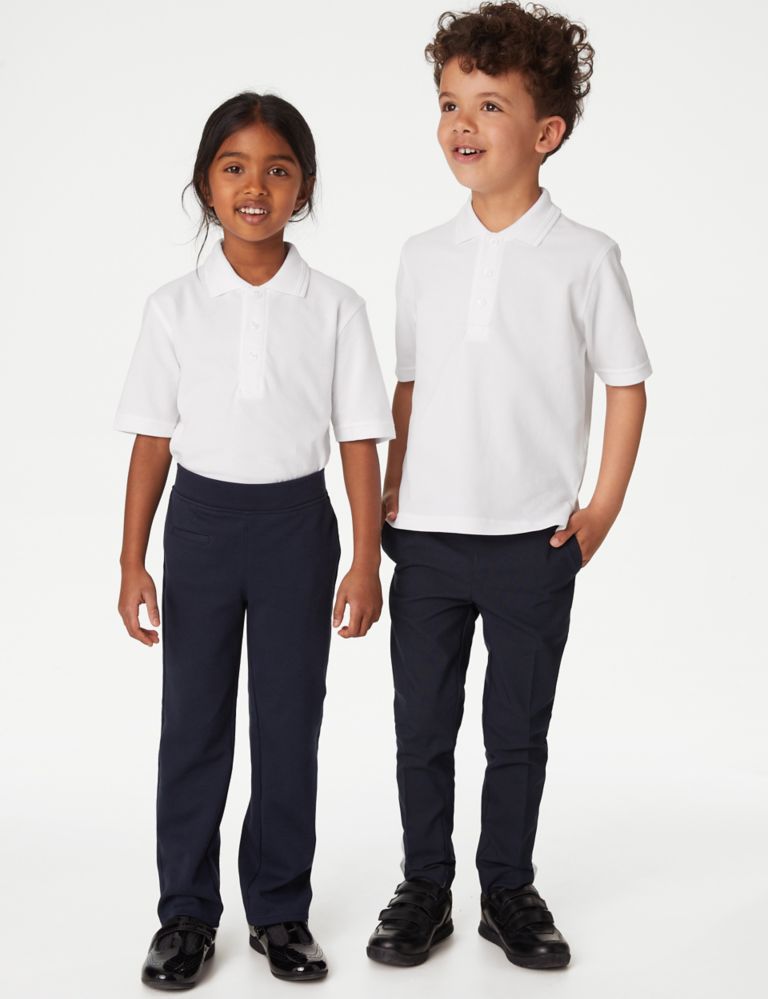 2pk Unisex Easy Dressing School Polo Shirts (3-18 Yrs) 2 of 7