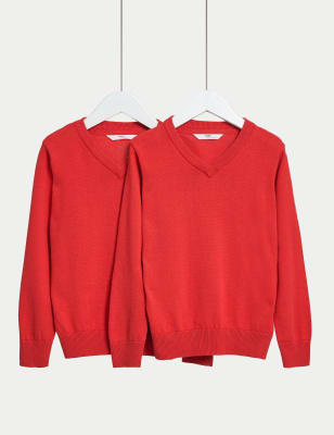 2pk Unisex Pure Cotton School Jumper (3-18 Yrs) Image 2 of 5