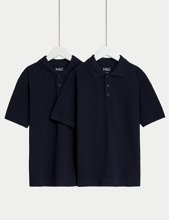 2pk Unisex Pure Cotton School Polo Shirts (2-18 Yrs) Image 1 of 1