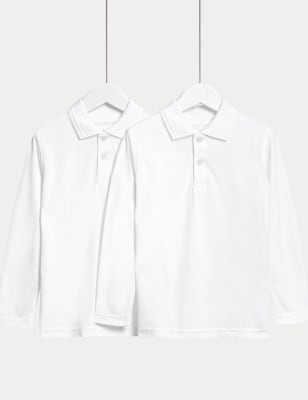 2pk Unisex Pure Cotton School Polo Shirts (2-18 Yrs) Image 2 of 5