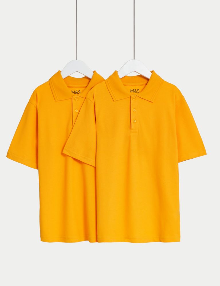 2pk Unisex Pure Cotton School Polo Shirts (2-18 Yrs) 1 of 1