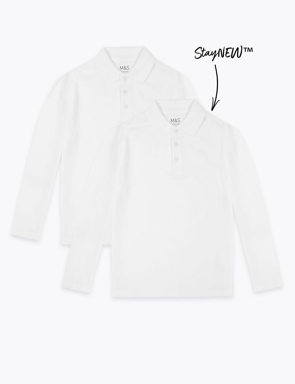 2pk Unisex Pure Cotton School Polo Shirts (2-18 Yrs) 1 of 1