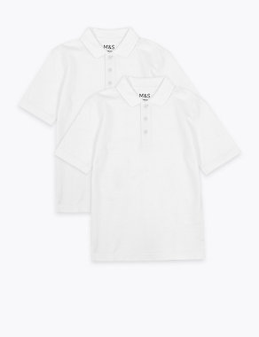 2pk Unisex Pure Cotton School Polo Shirts Image 2 of 6
