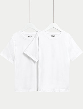2pk Unisex Pure Cotton School T-Shirts (2-16 Yrs) Image 2 of 5