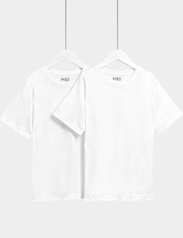 2pk Unisex Pure Cotton School T Shirts 2 16 Yrs