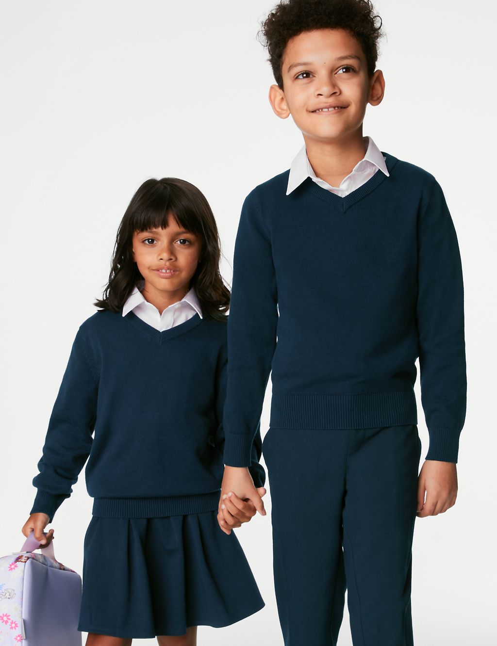 2pk Unisex Slim Fit Cotton School Jumpers (3-18 Yrs) 3 of 5