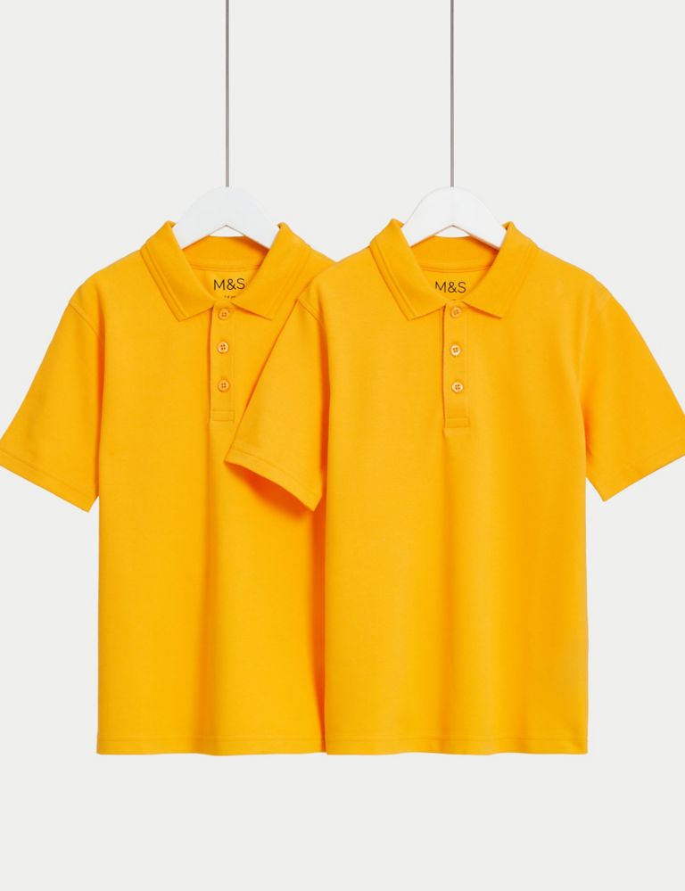 2pk Unisex Stain Resist School Polo Shirts (2-18 Yrs) 1 of 1
