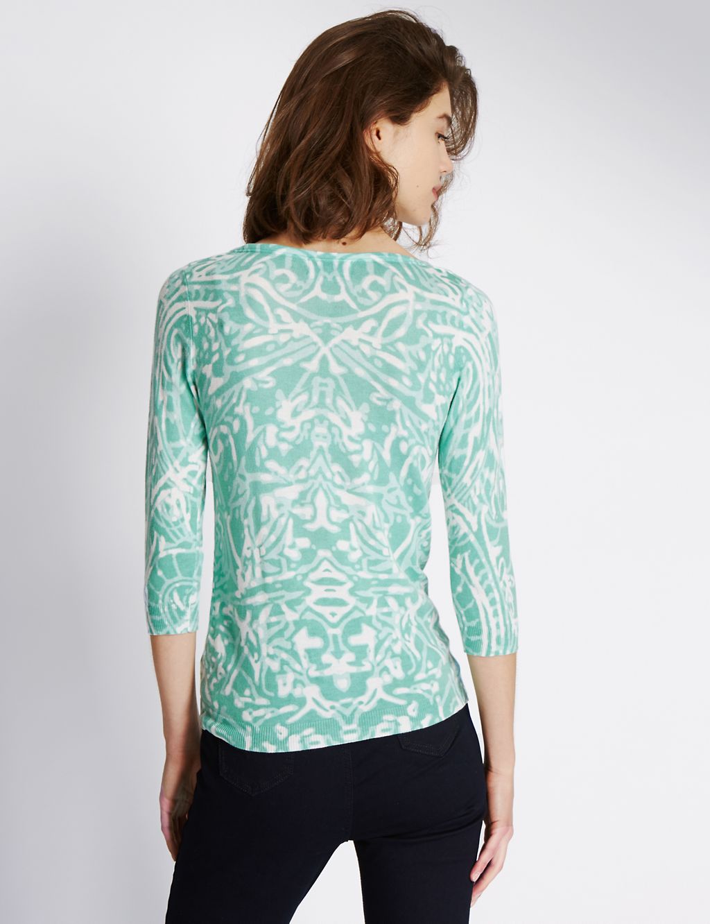 3/4 Sleeve Abstract Print Jumper 2 of 3