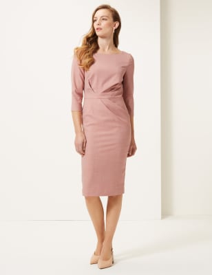 PETITE 3/4 Sleeve Tailored Dress, M&S Collection