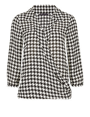 3/4 Sleeve Dogtooth Print Blouse Image 2 of 4