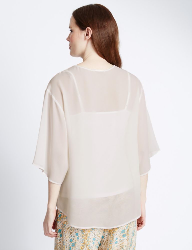 3/4 Sleeve Embroidered Blouse with Camisole 3 of 3