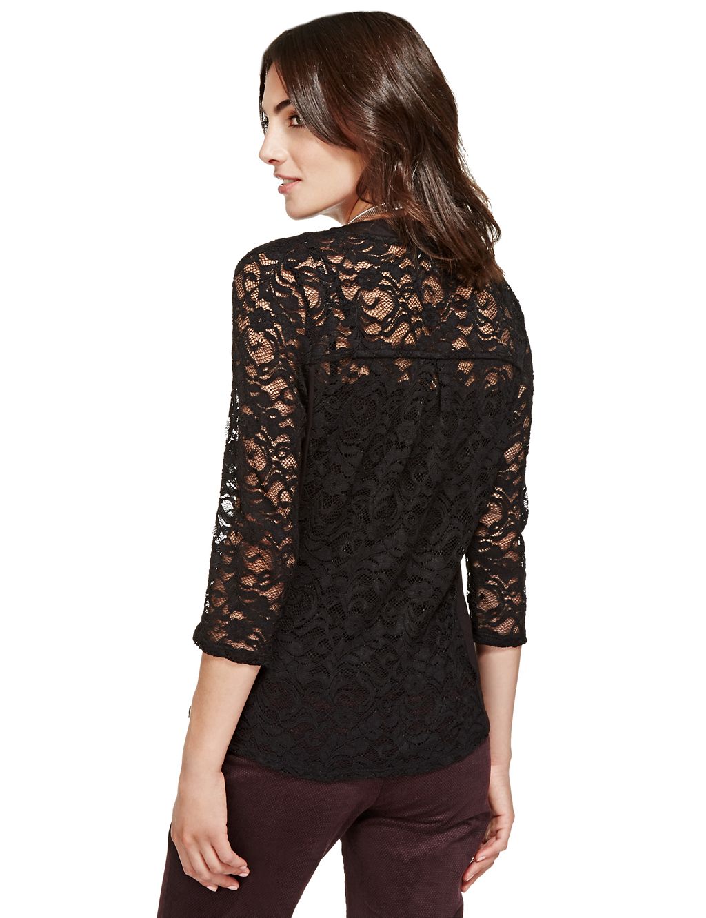 3/4 Sleeve Floral Lace Blouse with Camisole 2 of 3