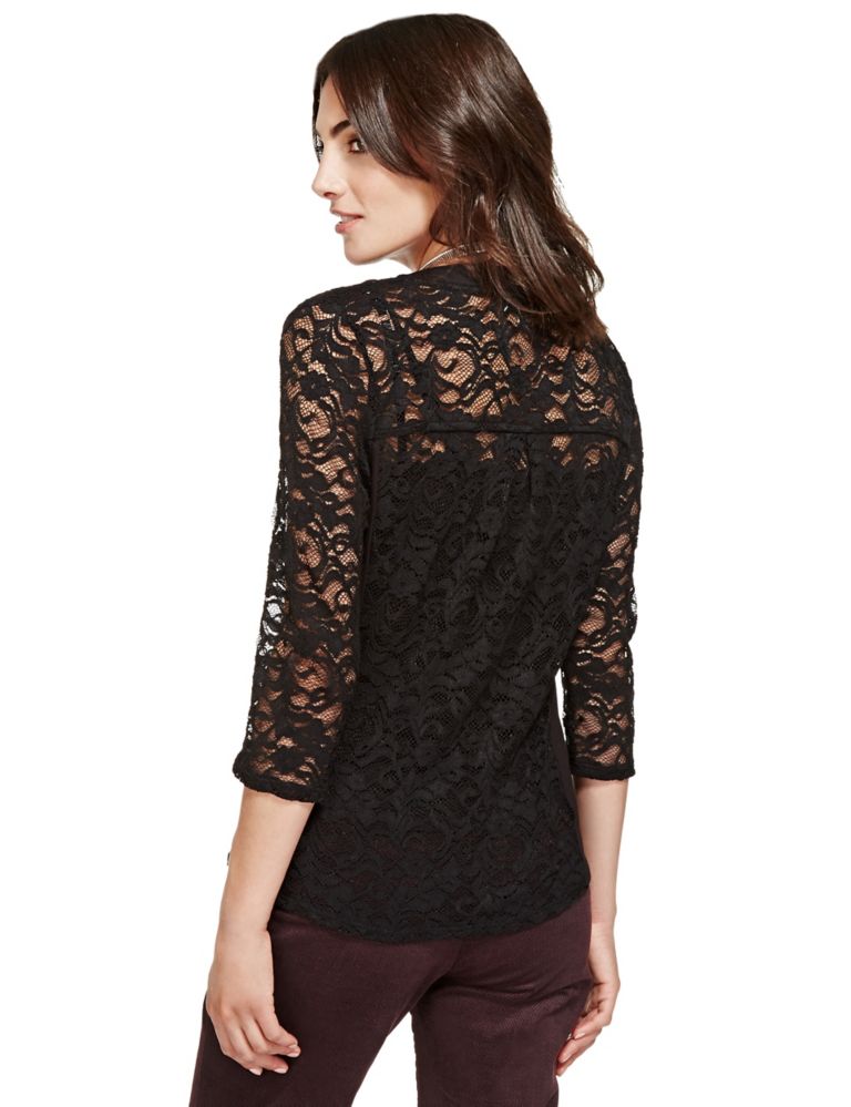 3/4 Sleeve Floral Lace Blouse with Camisole 3 of 3