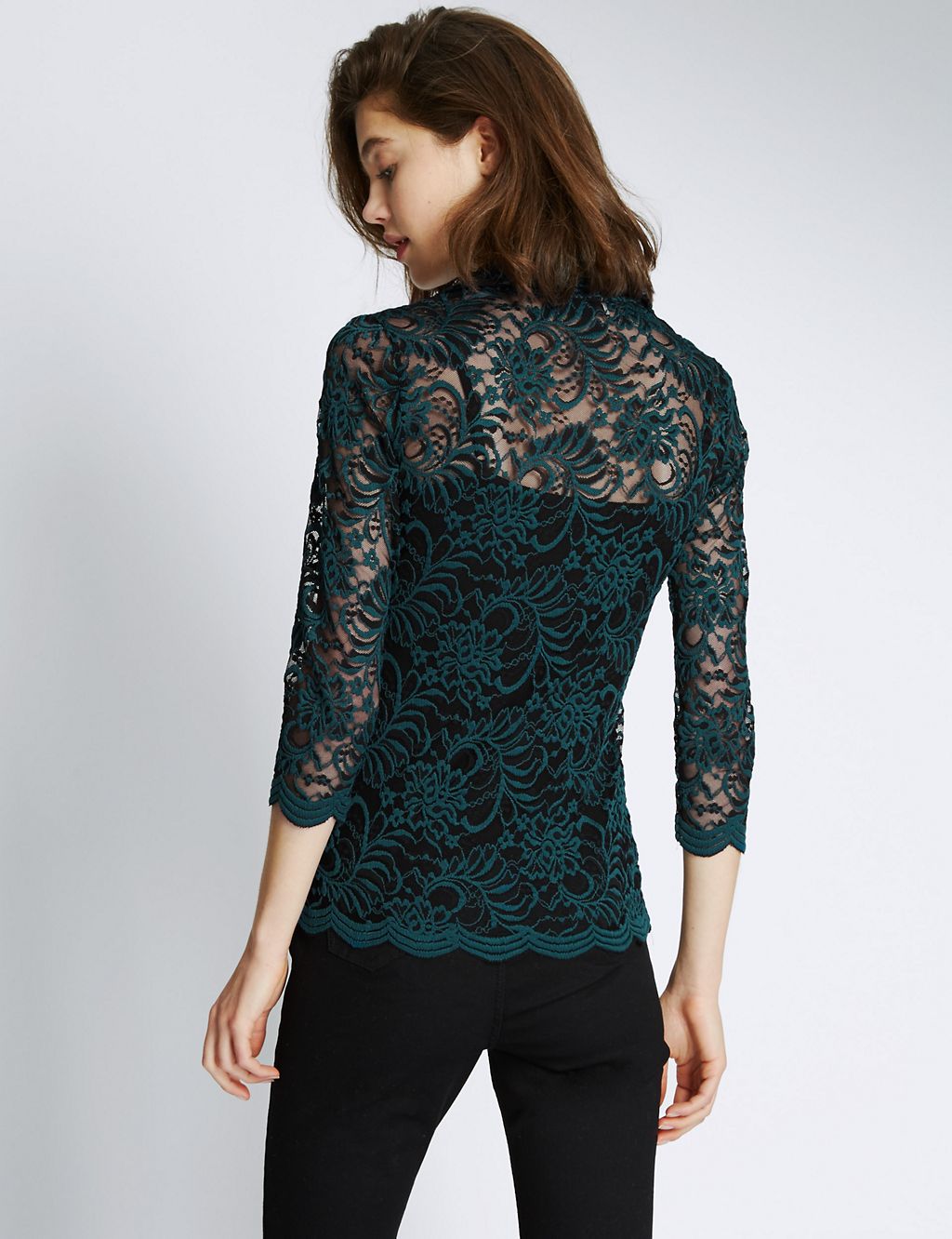 3/4 Sleeve Floral Lace Shirt 2 of 3