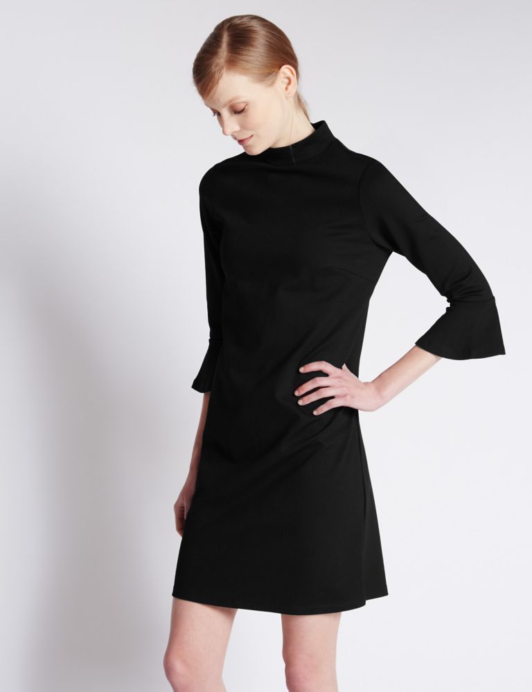 3/4 Sleeve Frilled Cuff Bodycon Dress 1 of 3