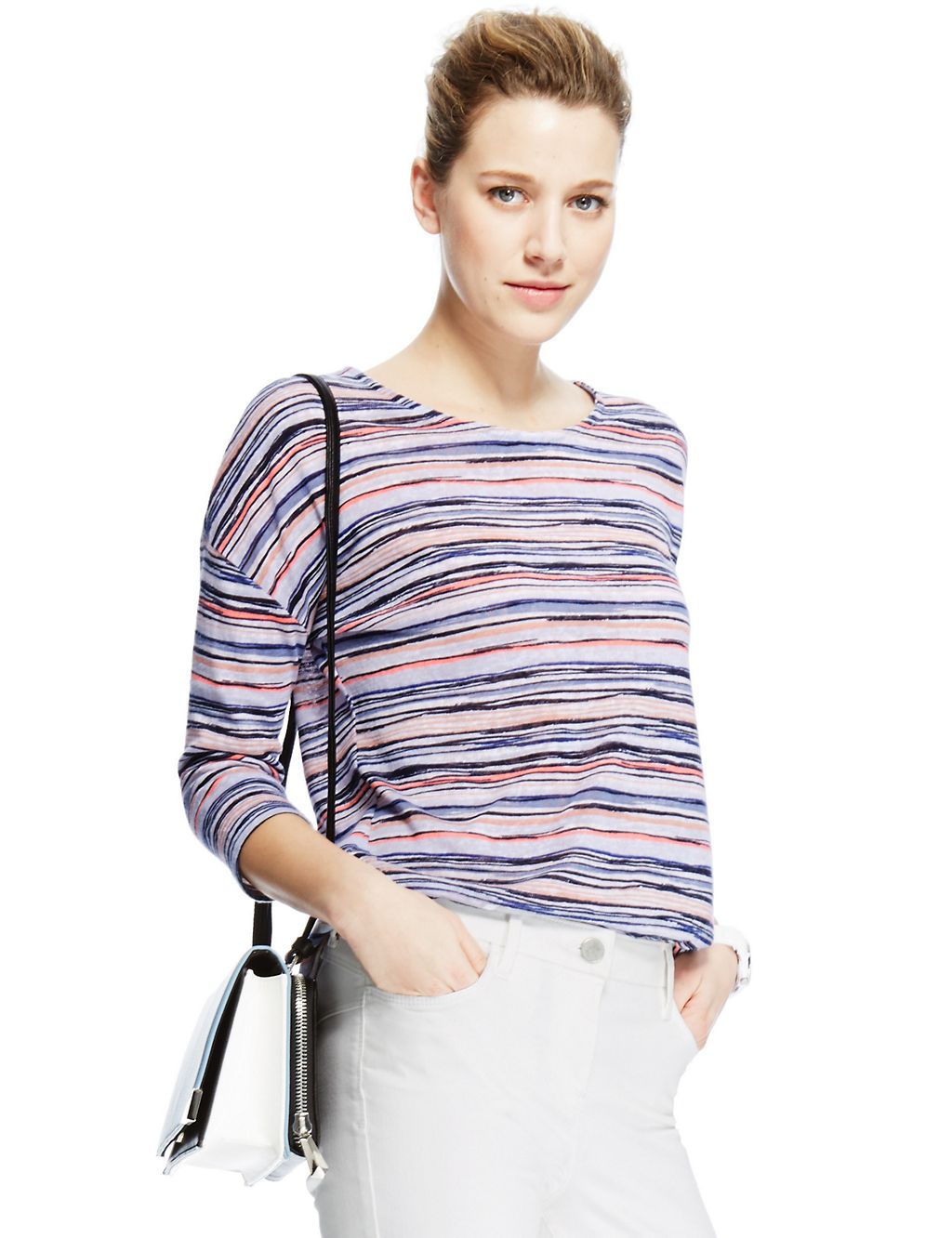 3/4 Sleeve Multi-Striped T-Shirt 2 of 4