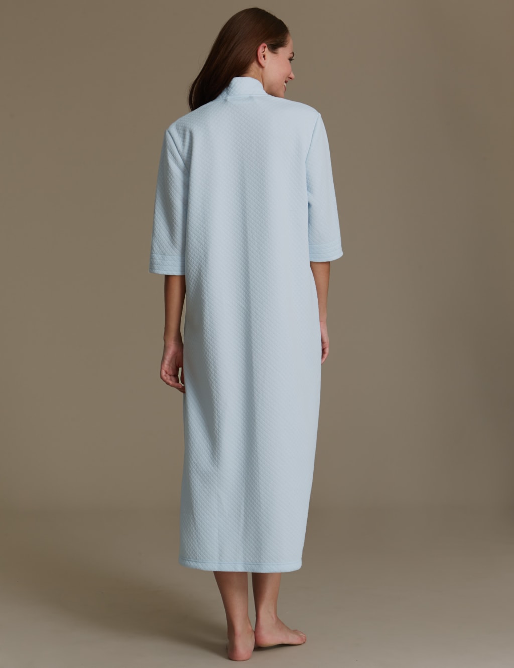 3/4 Sleeve Quilted Zipped Dressing Gown M&S Collection M&S