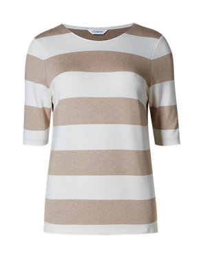 3/4 Sleeve Striped Jersey Top Image 2 of 3