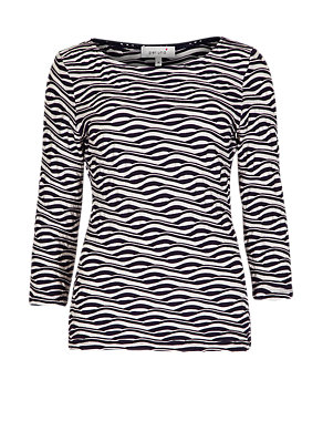 3/4 Sleeve Striped Ripple Top Image 2 of 3