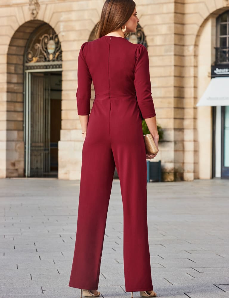 3/4 Sleeve Wide Leg Jumpsuit