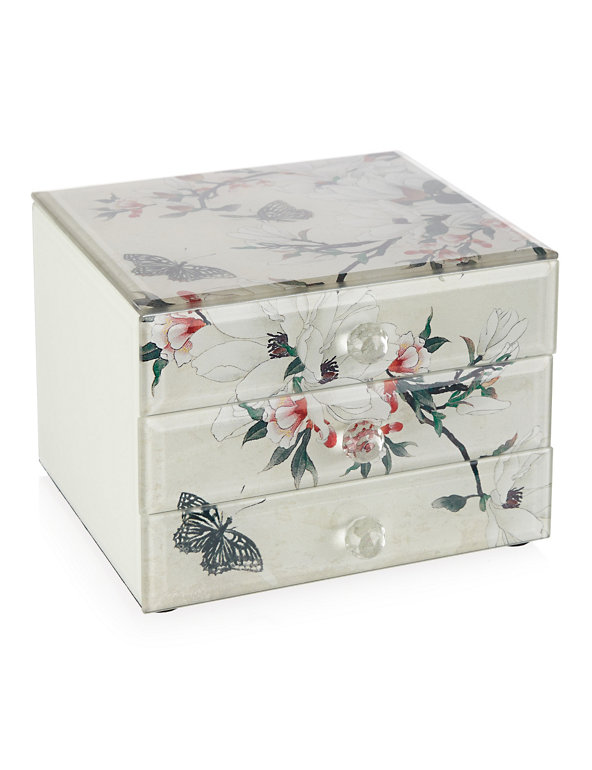 3 Drawer Butterfly & Floral Jewellery Box Image 1 of 2