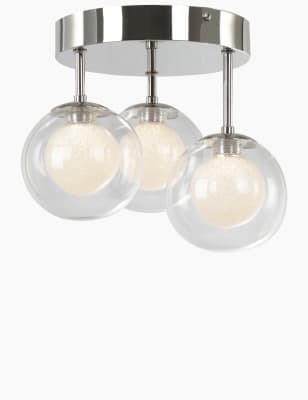 3 Dual Glass Orbs Flush Light M S