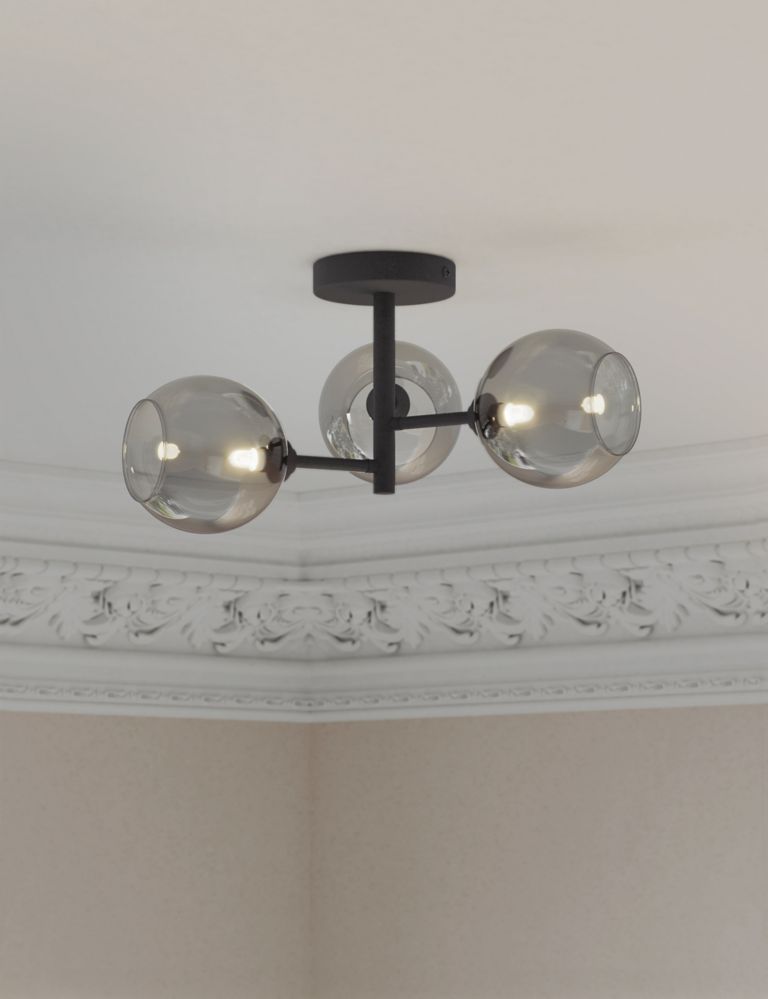 3 Light Globe Flush Ceiling Light 3 of 7