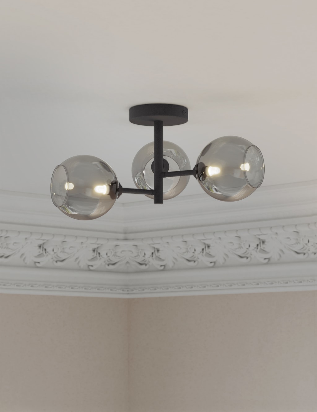 3 Light Globe Flush Ceiling Light 1 of 7