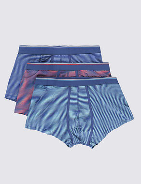 3 Pack 4-Way Stretch Cotton Cool & Fresh™ Feeder Striped Hipsters with StayNEW™ Image 2 of 3