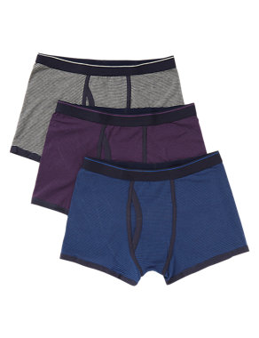 3 Pack 4-Way Stretch Cotton Cool & Fresh™ Feeder Striped Trunks with StayNEW™ Image 2 of 3