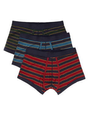 3 Pack 4-Way Stretch Cotton Cool & Fresh™ Rugby Striped Hipsters with StayNEW™ Image 2 of 3