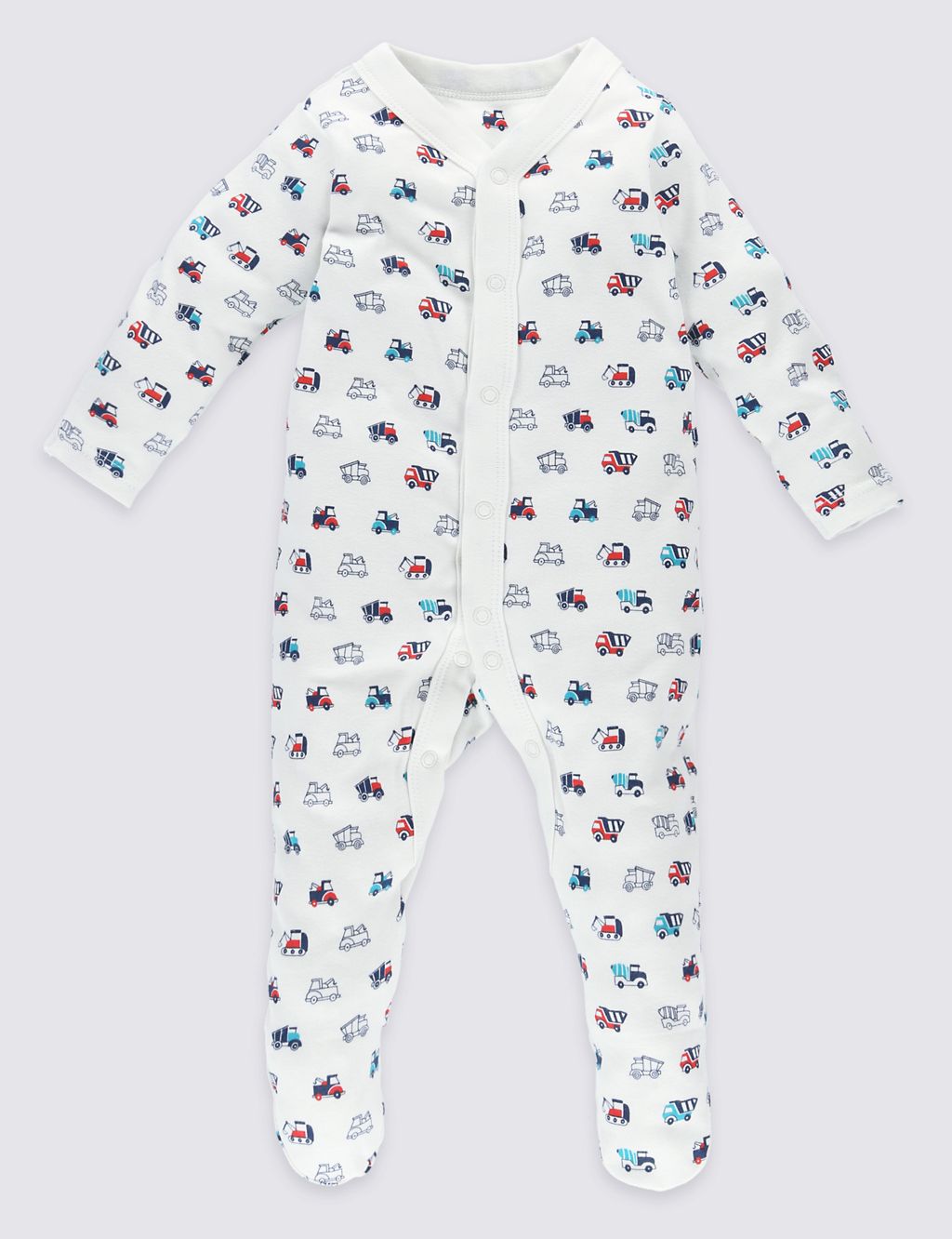 3 Pack Assorted Pure Cotton Sleepsuits 1 of 9