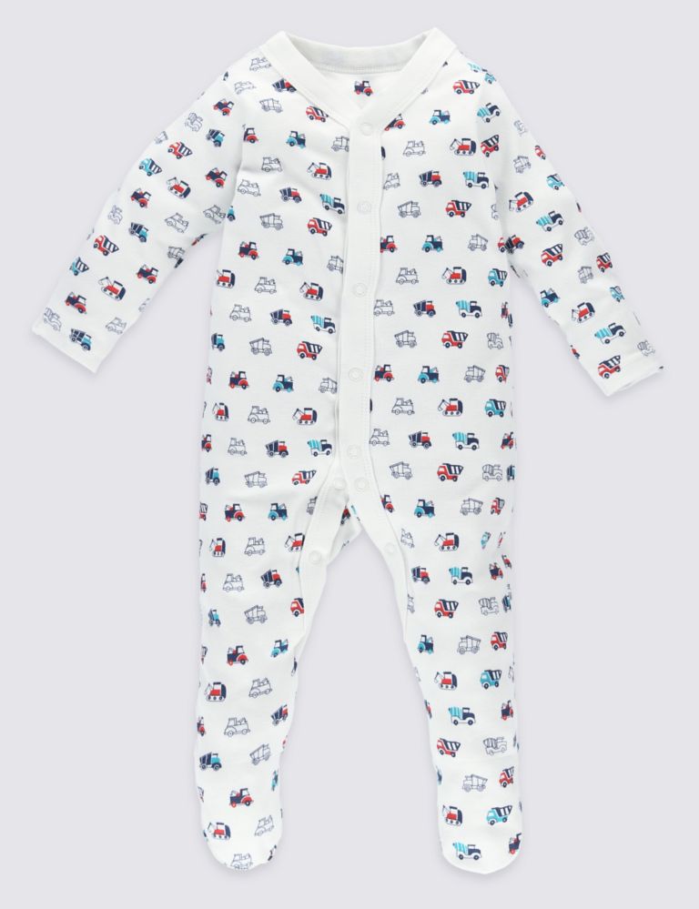 3 Pack Assorted Pure Cotton Sleepsuits 2 of 9